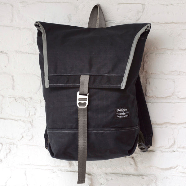 Flap Pack Black Waxed Canvas