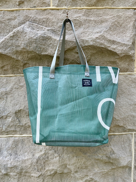Recycled Banner Tote - Green Text 06