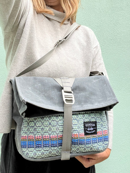 Roulez Satchel Charcoal w/ Sweet Mint Woven