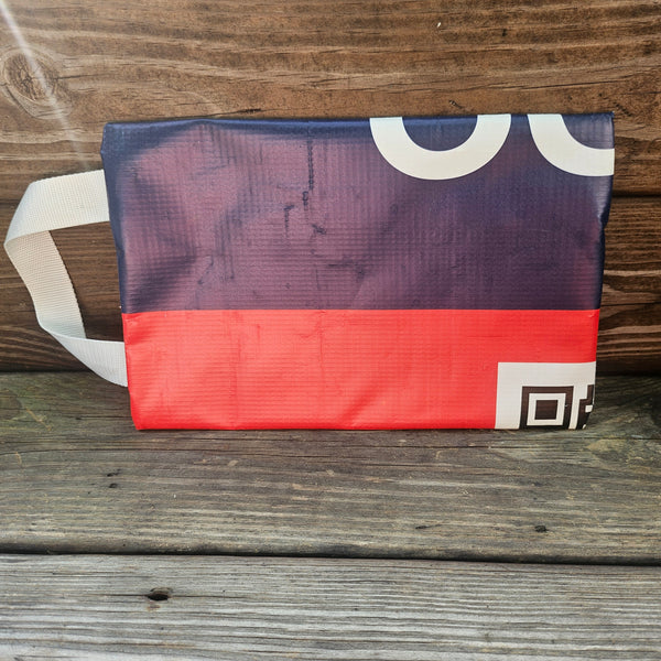 SAMPLE SALE Recycled Banner Zip Pouch RED + BLUE
