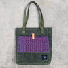 Simple Tote Olive w/ Periwinkle Static Woven