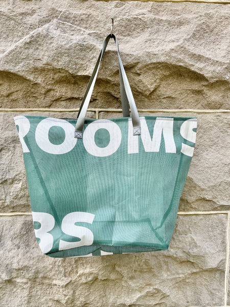Recycled Banner Tote - Green Text 03