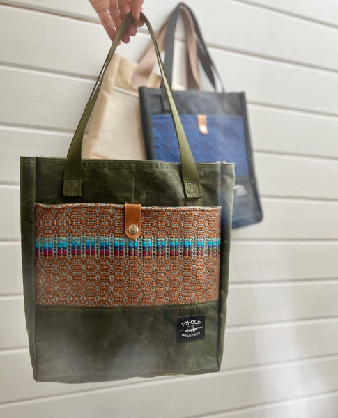 Simple Tote Olive w/ Earth Woven