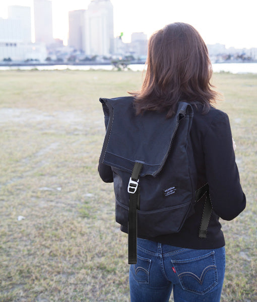 Flap Pack Black Waxed Canvas