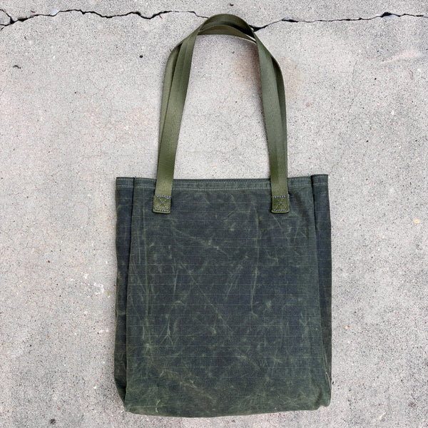 Simple Tote Olive w/ Periwinkle Static Woven