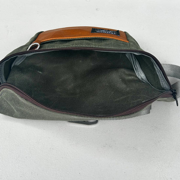 SAMPLE SALE Fanny Pack Olive w/ Leather Panel