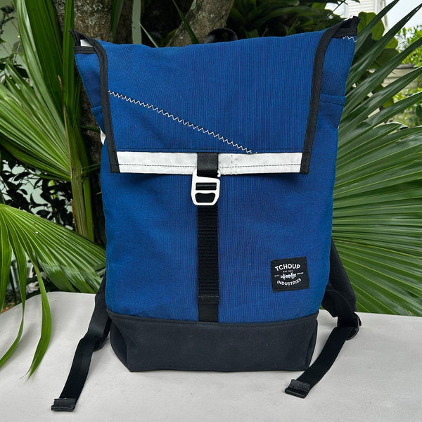 SAMPLE SALE Flap Pack Sail + Blue Pinstripe