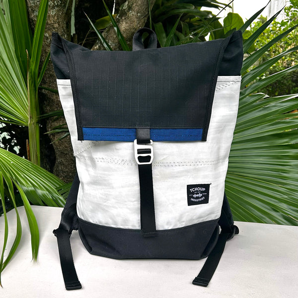 SAMPLE SALE Flap Pack Sail + Blue Pinstripe