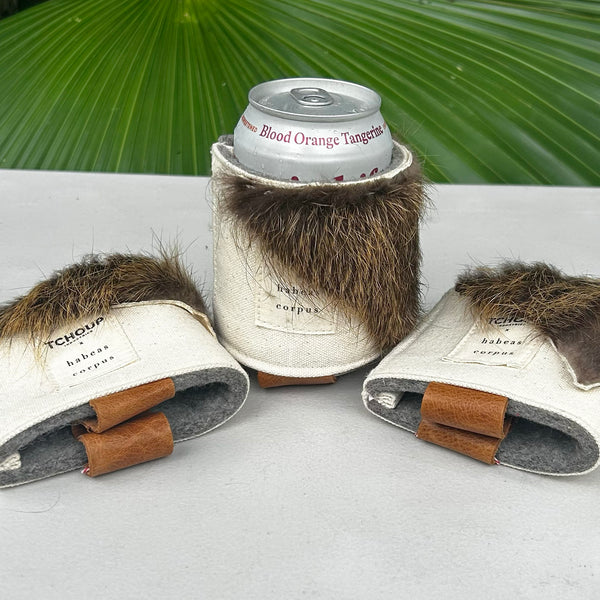 SAMPLE SALE Insulated Drink Holder Wool w/ Nutria