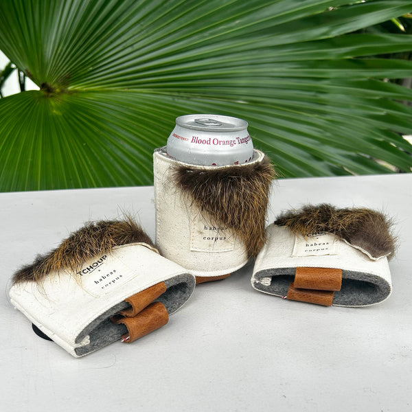 SAMPLE SALE Insulated Drink Holder Wool w/ Nutria