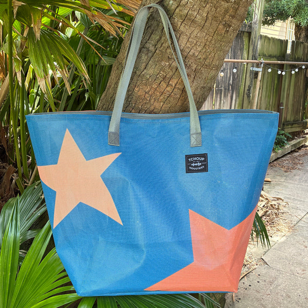 SAMPLE SALE Mesh Banner Tote STAR 01