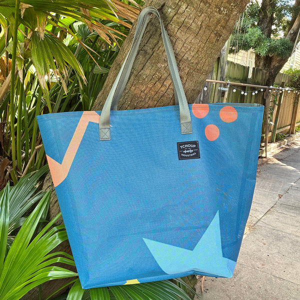 SAMPLE SALE Mesh Banner Tote MUSICAL CONFETTI 01