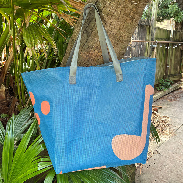 SAMPLE SALE Mesh Banner Tote MUSICAL CONFETTI 01
