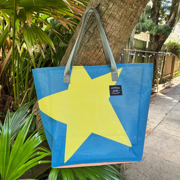SAMPLE SALE Mesh Banner Tote STAR 02