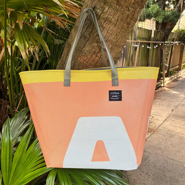 SAMPLE SALE Mesh Banner Tote PEACH 01