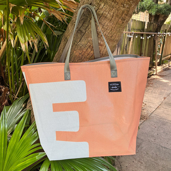 SAMPLE SALE Mesh Banner Tote PEACH 02