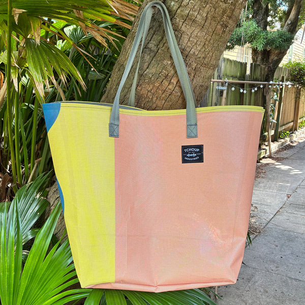 SAMPLE SALE Mesh Banner Tote PEACH 03