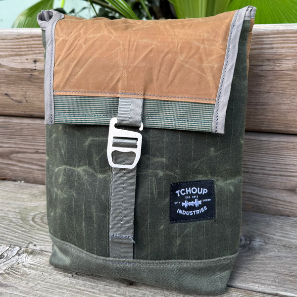SAMPLE SALE Convertible Mini Flap Pack Wax Canvas Colorblock