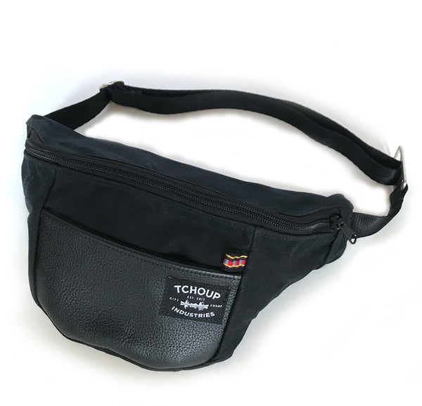Fanny Pack Black w/ Leather Panel